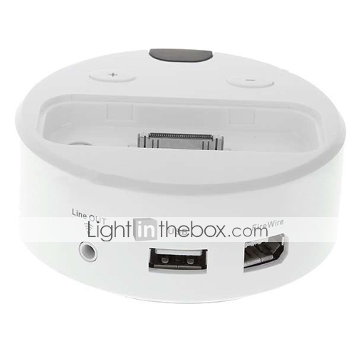 Compact USB / FireWire / line-out station d'accueil avec télécommande IR pour l'iphone 4/3g/3gs/ipod