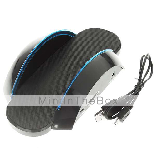 docking station con luce blu per PS3 Slim - nero + blu