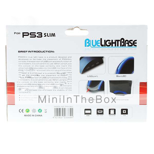 station d'accueil avec une lumière bleu pour PS3 Slim - blanc + bleu station d'accueil avec une lumière bleu pour PS3 Slim - blanc + bleu