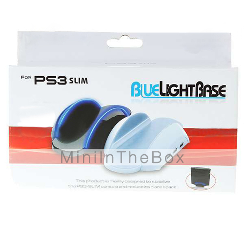 station d'accueil avec une lumière bleu pour PS3 Slim - blanc + bleu