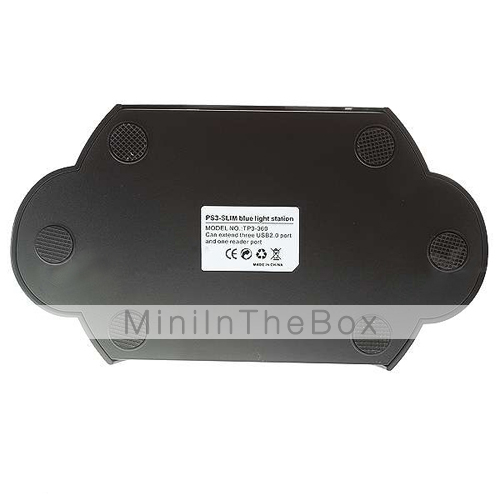 docking station con luce blu per PS3 Slim - nero + blu