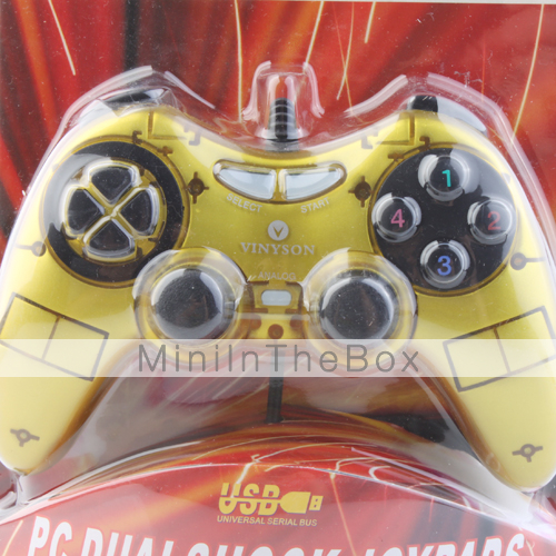 usb kablet dual-shock spil controller til PC (gul)