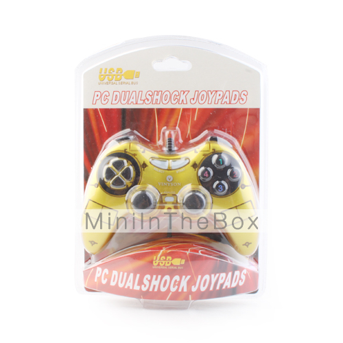usb kablet dual-shock spil controller til PC (gul)