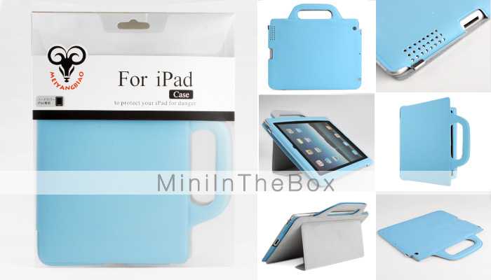 ultra-mince transport et de protection cuir PU sac à main / pochette w / stand pour iPad 2